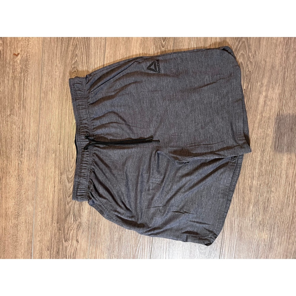Reebok Mens Athletic Shorts Gray Heather Elastic Waist Gym Training Size Medium